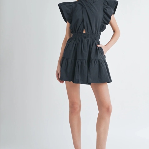Christie High-Neck Crossover Front Mini Dress - Picture 7 of 8